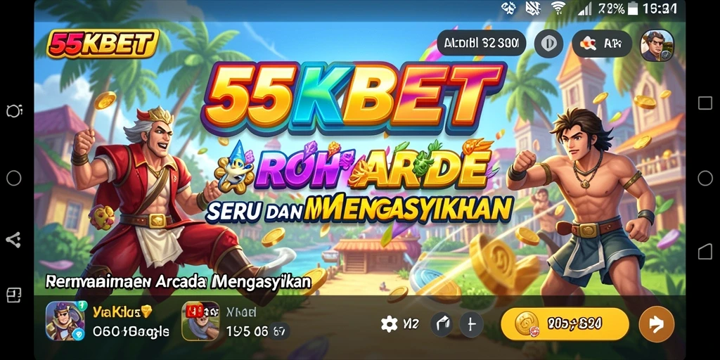 Screenshot 55KBET menampilkan aksi seru dalam permainan Arcade.