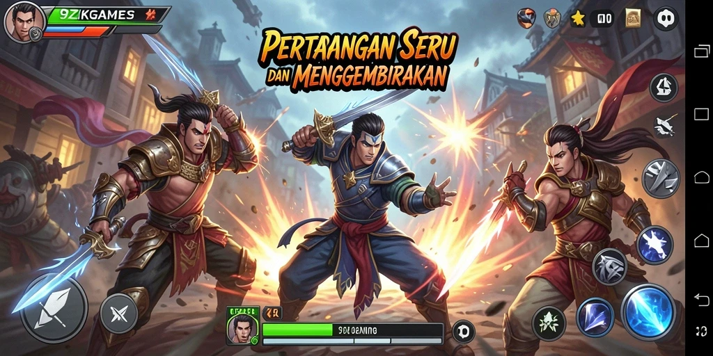 Tampilan menegangkan saat karakter bertarung di arena.