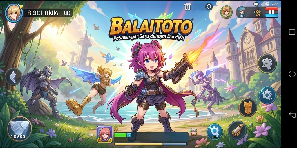 Tampilan gameplay BALAITOTO yang penuh warna dan dinamis.