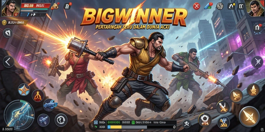 Screenshot BIGWINNER menampilkan aksi pertempuran yang mendebarkan.