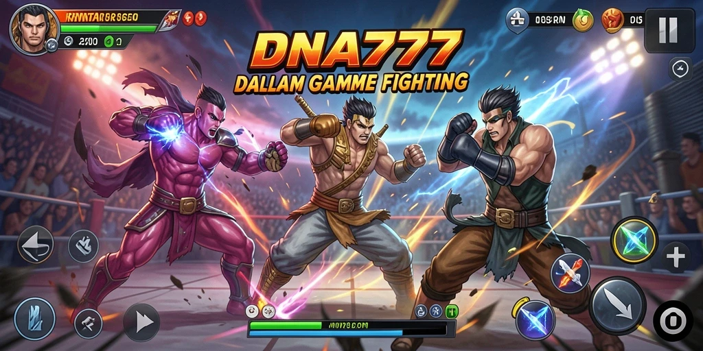 Tampilan gameplay <strong>DNA777</strong> yang intens dan penuh aksi saat bertarung.