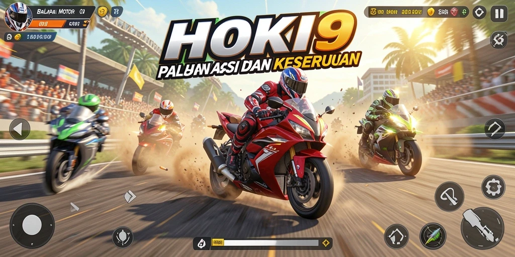 Tangkapan layar HOKI9 menampilkan aksi balapan motor yang mendebarkan.