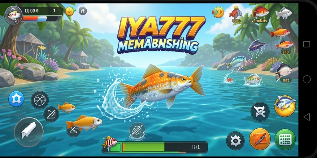 Tampilan gameplay IYA777 dengan beragam jenis ikan yang menunggu untuk ditangkap.