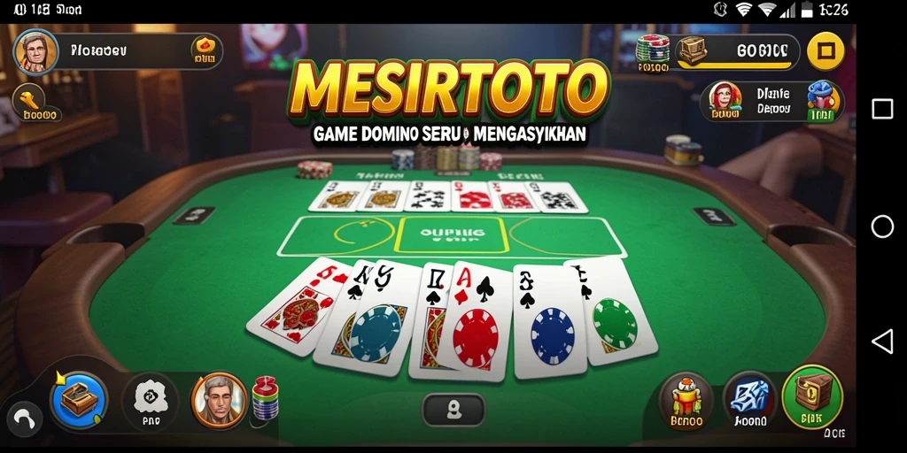 Tampilan gameplay seru MESIRTOTO dalam permainan Domino.