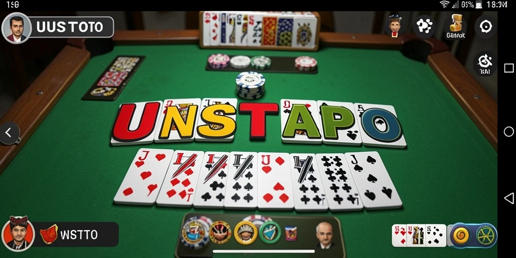 Tampilan UUSTOTO dengan gameplay Gaple yang seru dan interaktif.