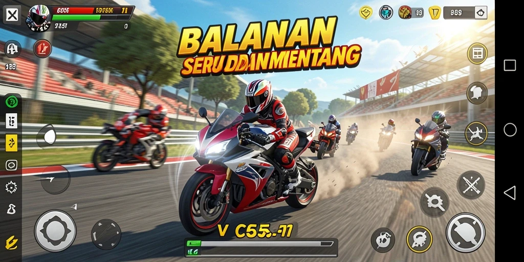 Gameplay seru VC55 dengan motor balap yang menantang.