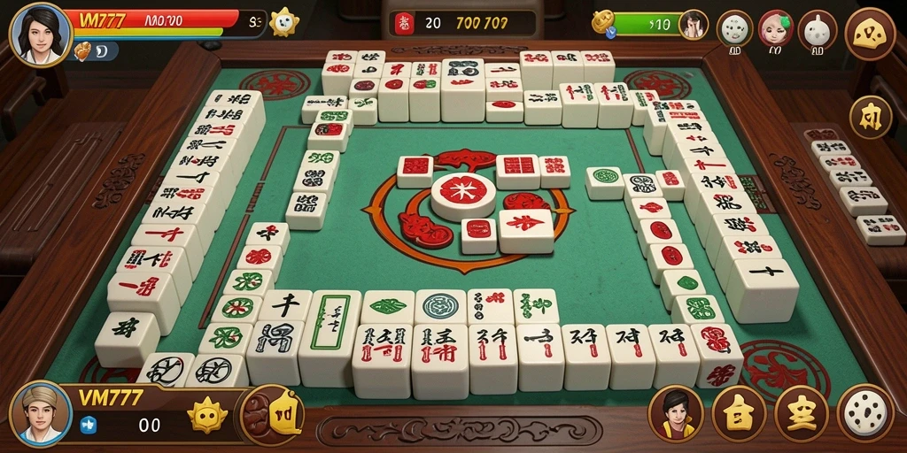 Tampilan gameplay seru dalam permainan Mahjong VM777.